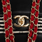 Chanel Striped Cotton Leather Single Flap Crossbody Bag