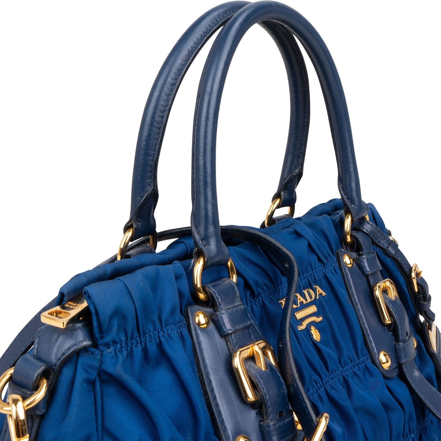 Prada Blue Tessuto Gaufre Satchel Handbag