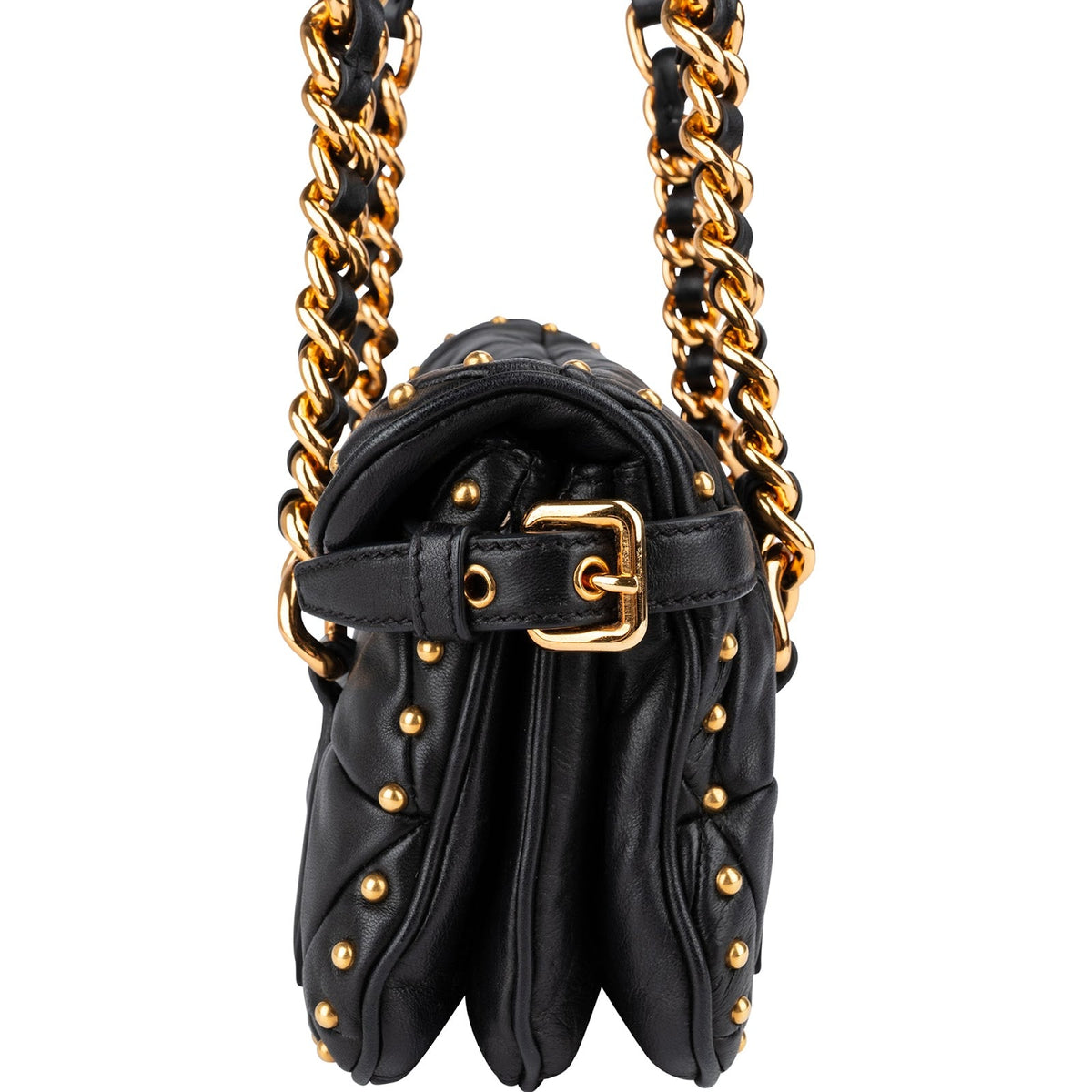 Miu Miu Quilted Leather Studded Turnlock Flap Shoulder Bag