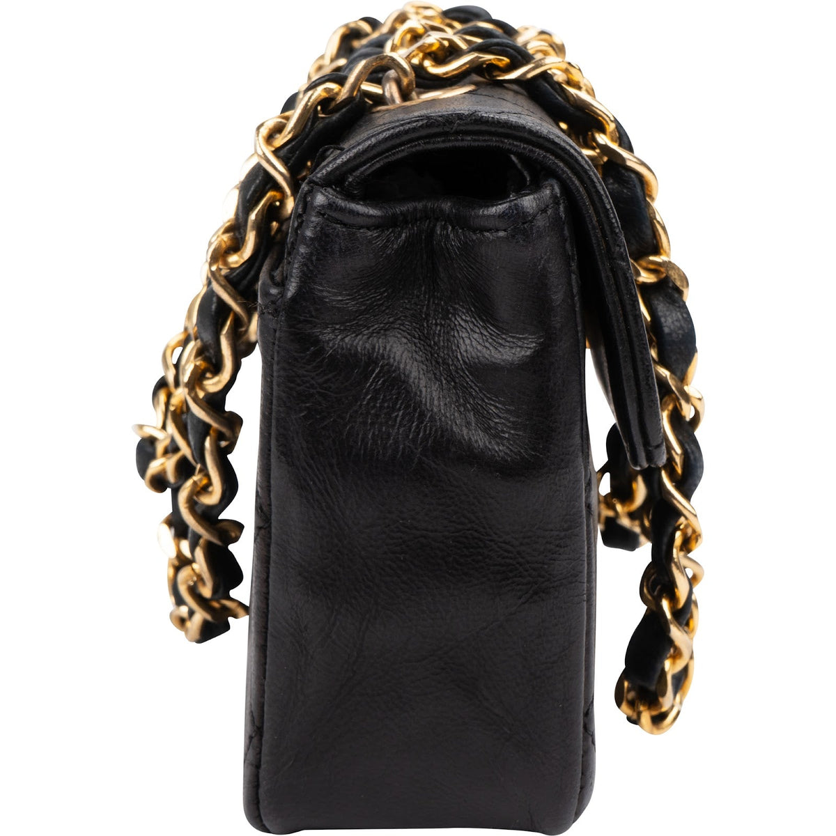 Chanel Quilted Lambskin 24K Gold Mini Square Single Flap Crossbody Bag