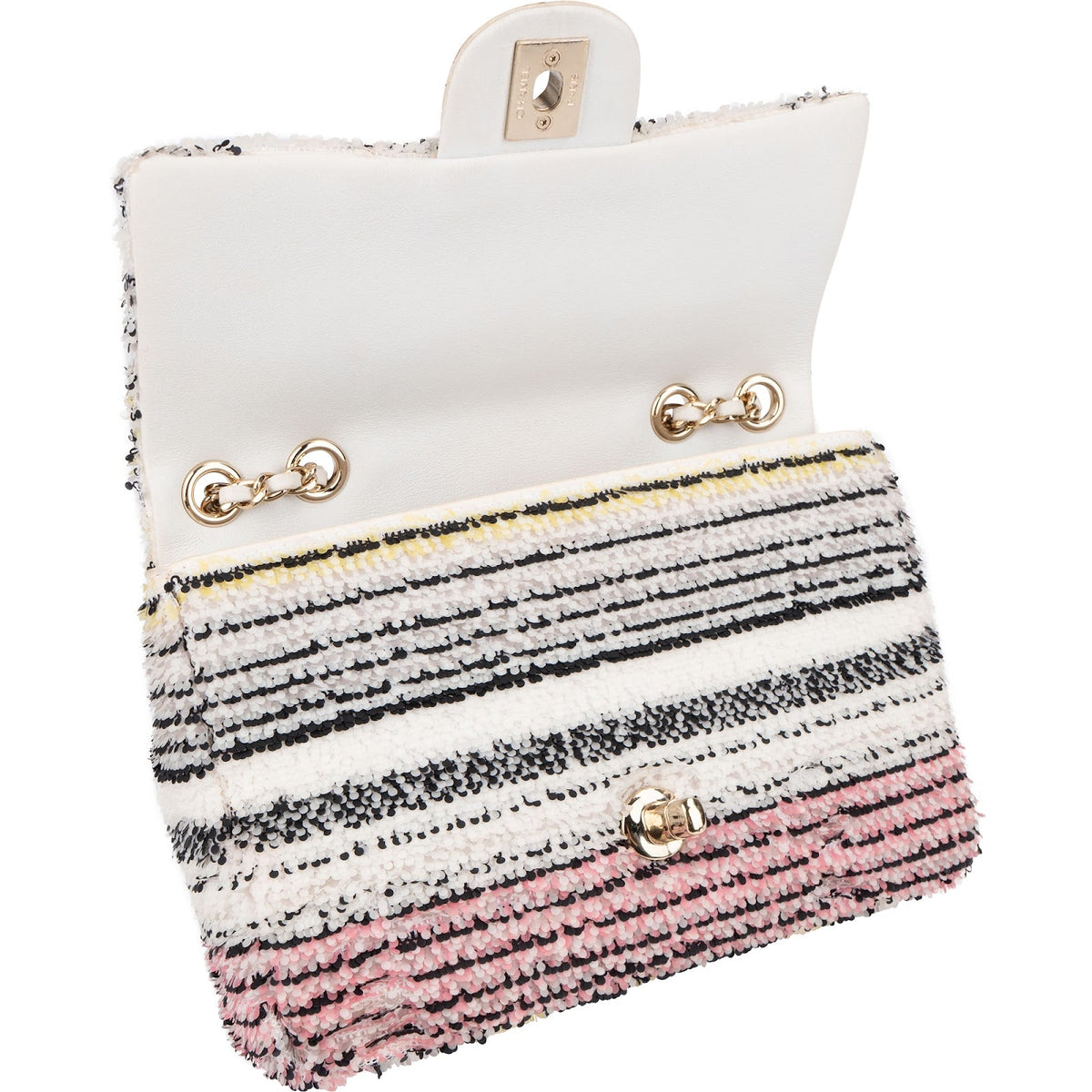Chanel Sequin Multicolor Striped Small Single Flap Crossbody Bag