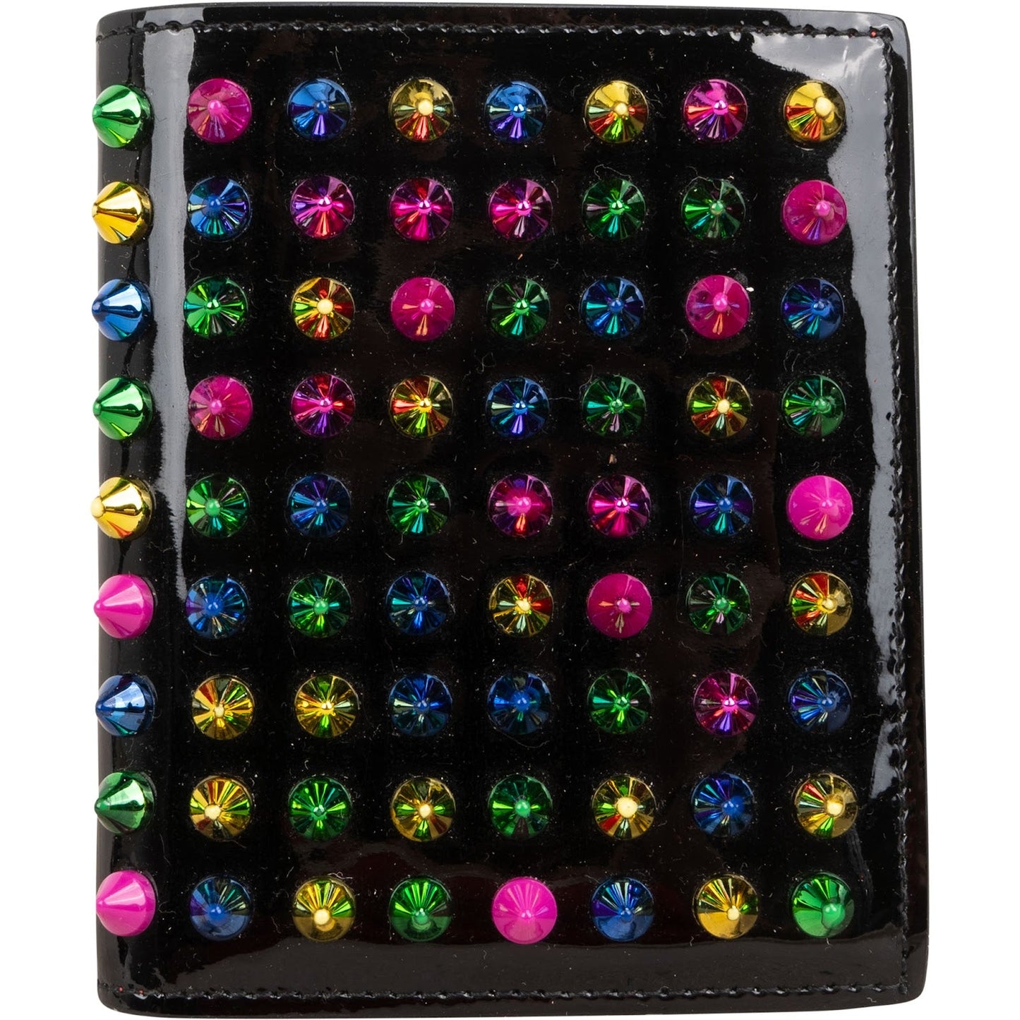 Christian Louboutin Patent Leather Multicolor Spikes Bifold Wallet