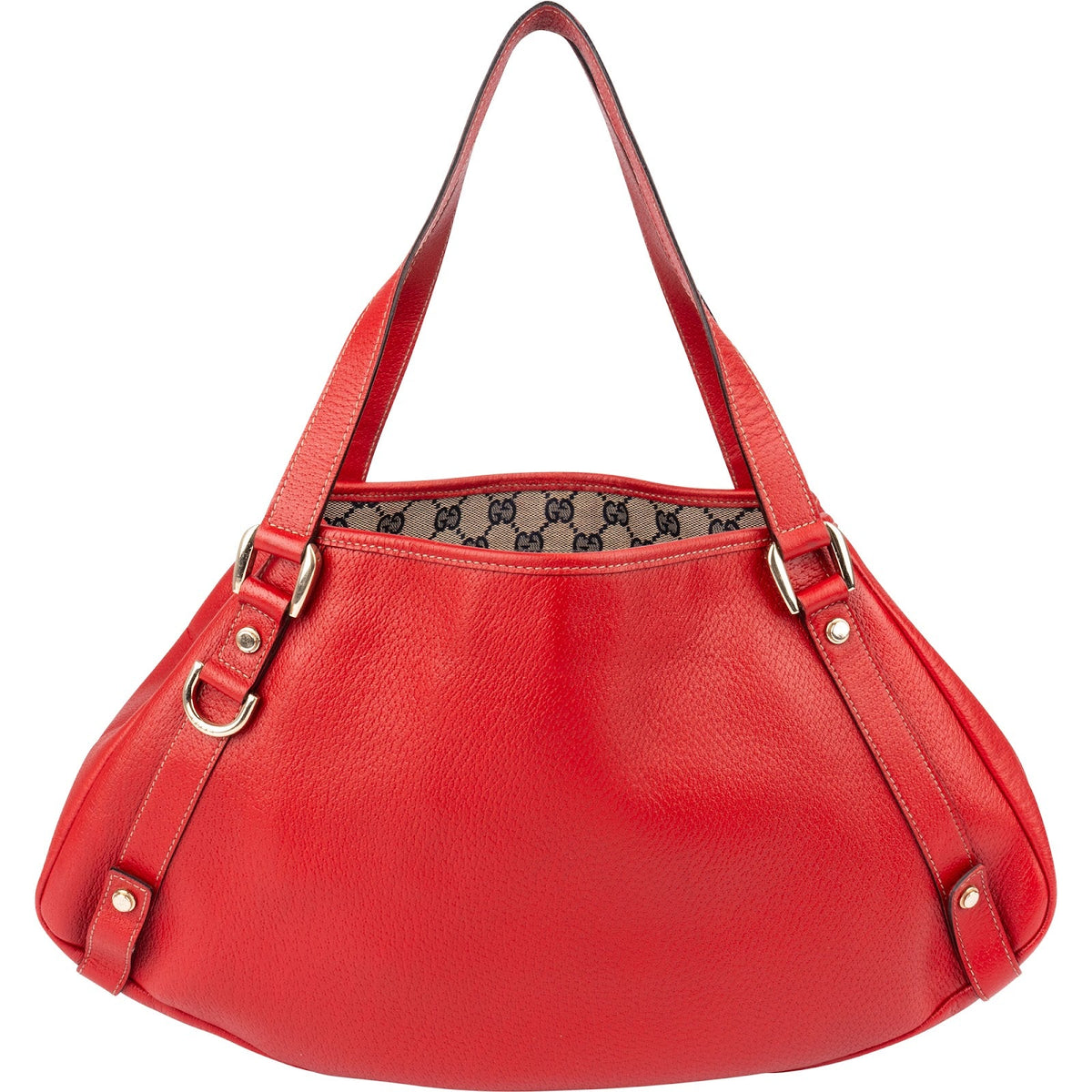 Gucci Red Pebbled Leather D-Ring Handbag