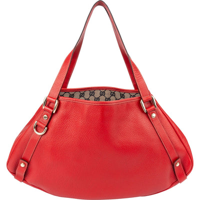 Gucci Red Pebbled Leather D-Ring Handbag