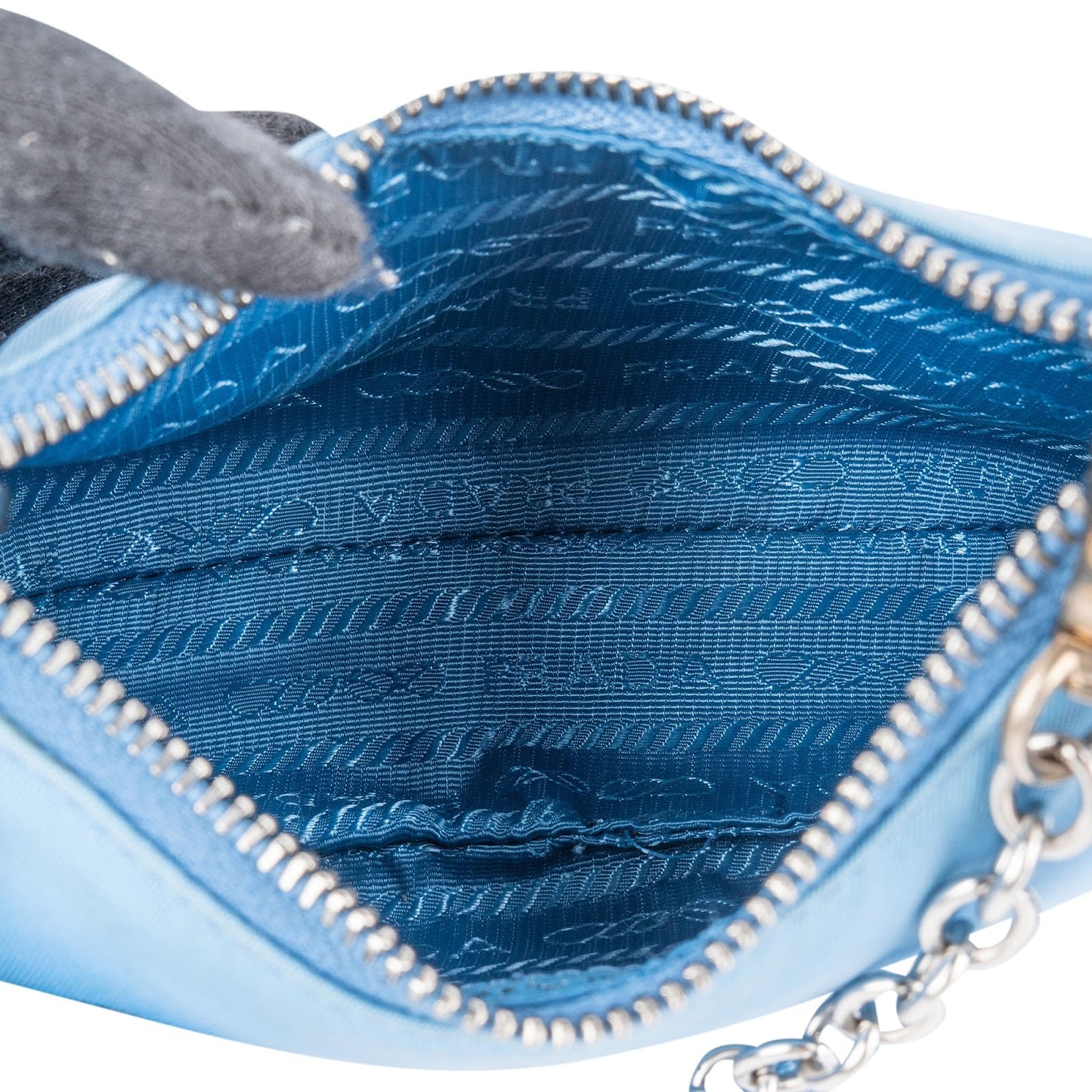 Prada Blue Nylon Triangle Re-Edition Crossbody Bag