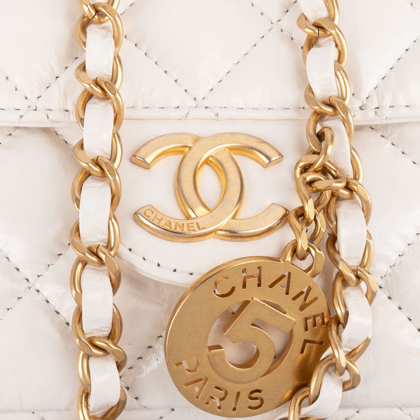 Chanel Quilted Shiny Leather Wavy CC Crossbody Bag