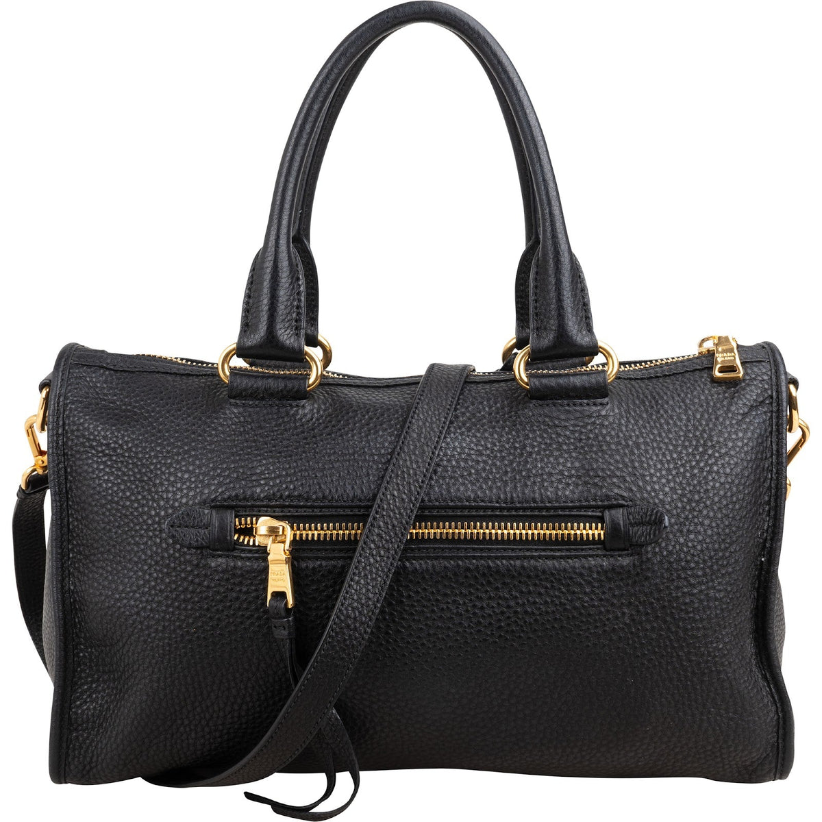 Prada Black Grained Vitello Daino Leather City Handbag