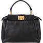 Fendi Black Leather Mini Peekaboo Handbag