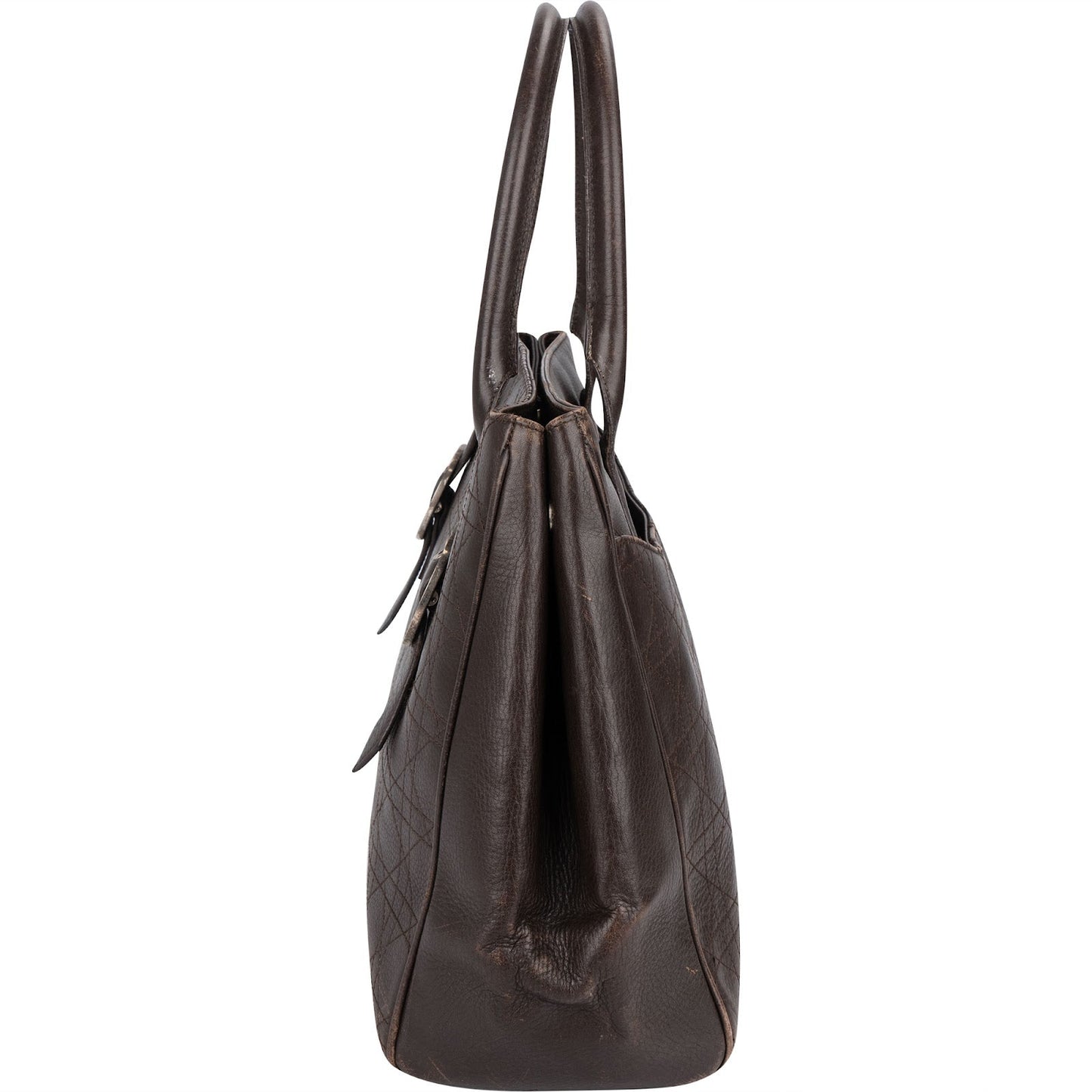 Christian Dior Quilted Cannage Leather D Buckle Shopping Tote Handbag