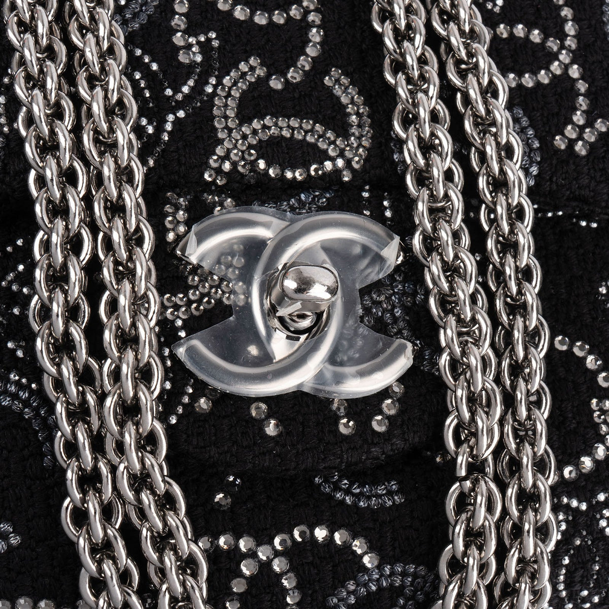 Chanel Sequin CC Jumbo Double Flap aus Tweed – Ansicht 9
