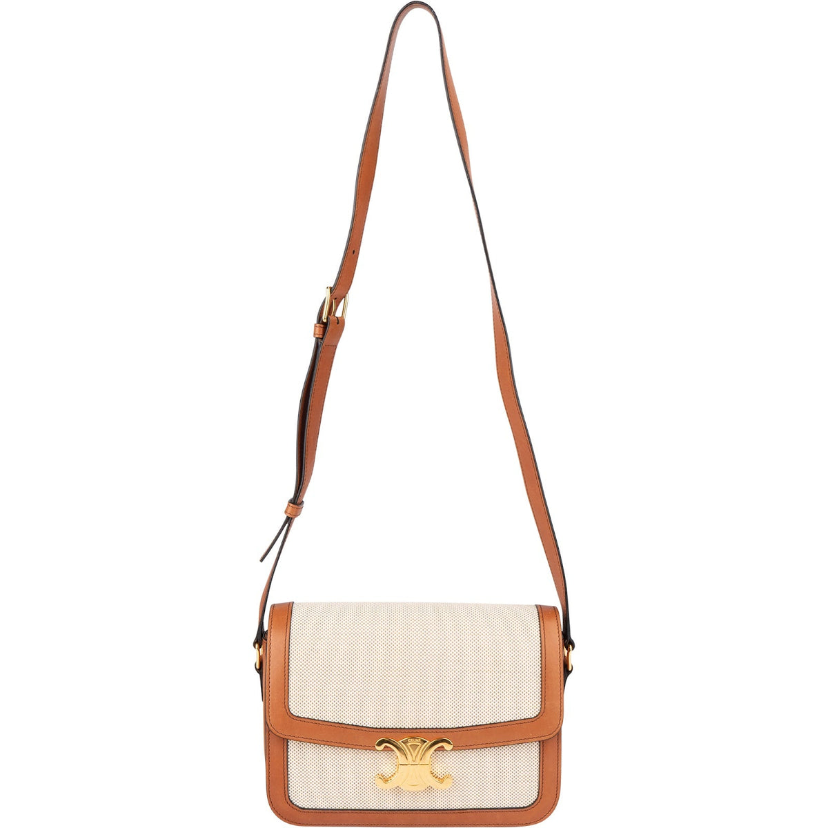 Celine Canvas & Calfskin Teen Triomphe Crossbody Bag