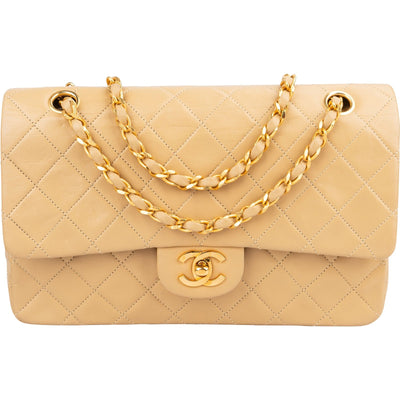 Chanel Quilted Lambskin 24K Medium Gold Double Flap Shoulder Bag