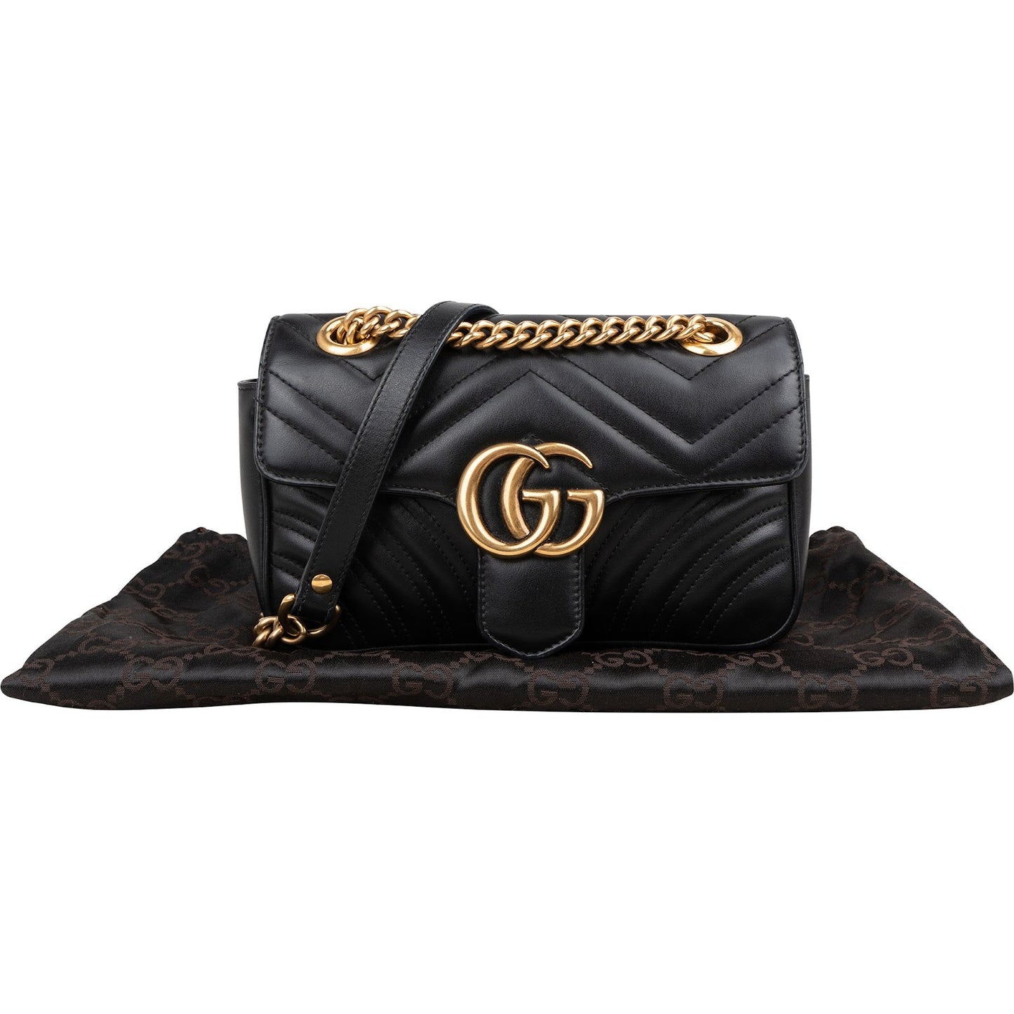 Gucci Red Leather GG Marmont Flap Crossbody Bag