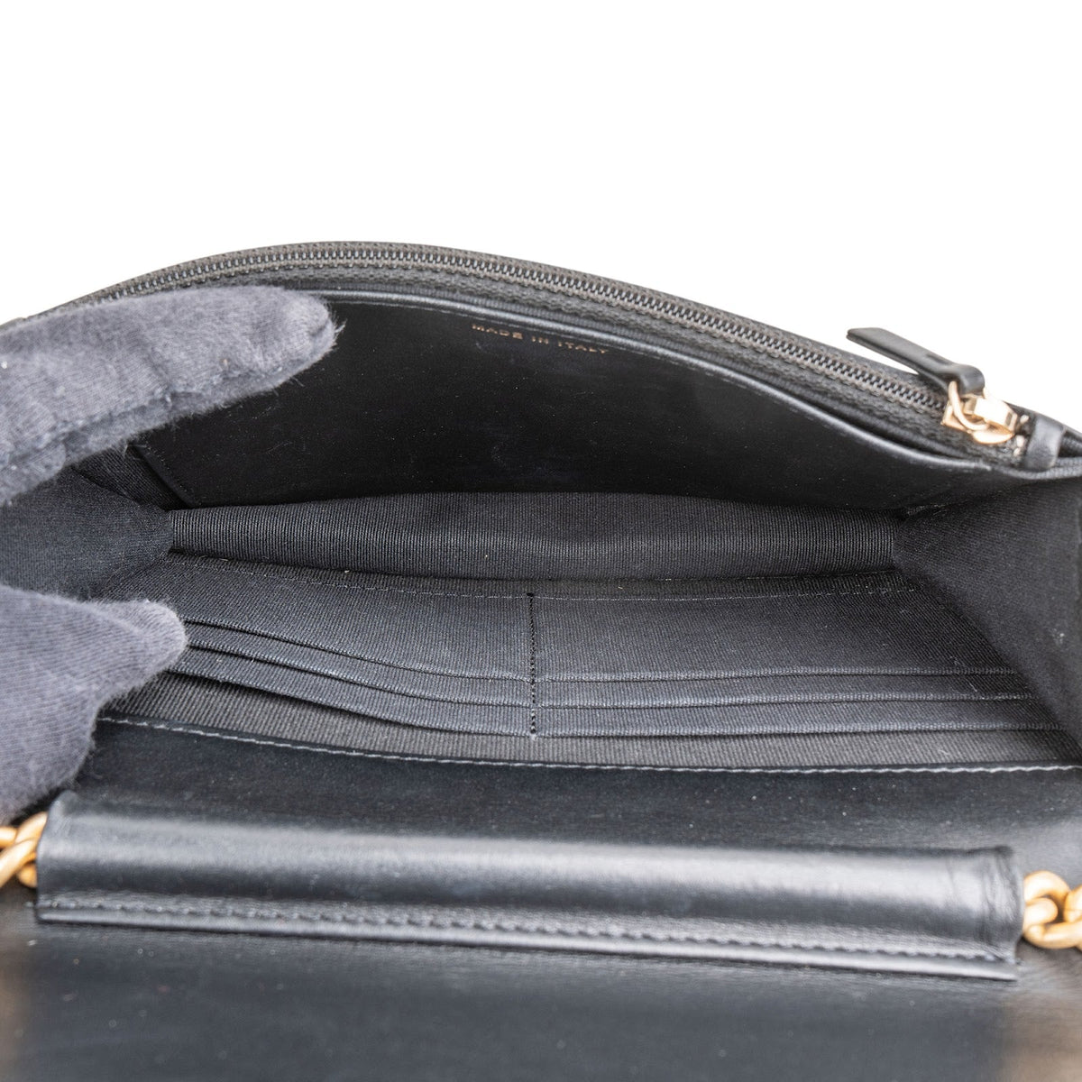 Chanel Quilted Caviar Leather Boy Wallet On Chain Crossbody Bag