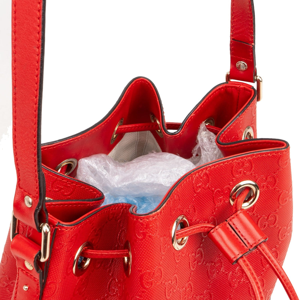 Gucci Guccissima Leather Studded Bucket Crossbody Bag