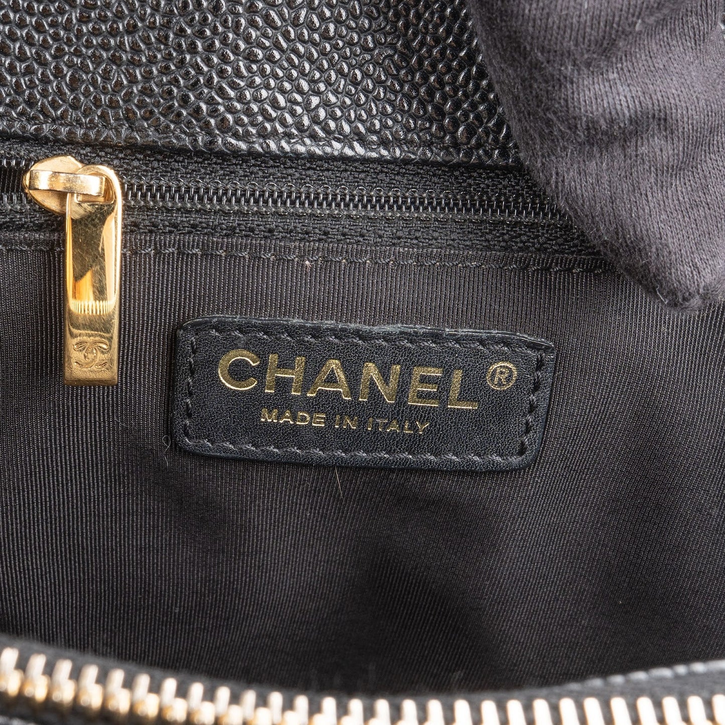 Chanel Quilted Caviar Leather CC Grand Shopping Tote Shoulder Bag