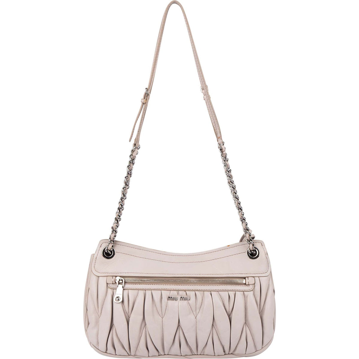 Miu Miu Grey Matelassé Nappa Leather Coffer Crossbody Bag