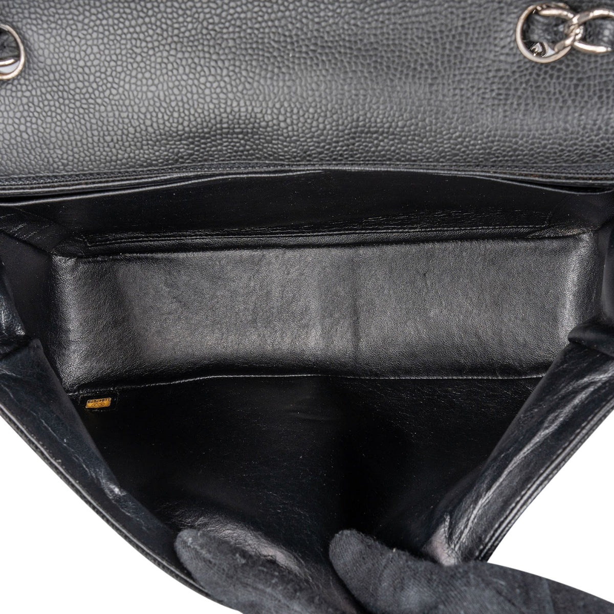 Chanel Quilted Caviar Leather Palladium Jumbo Single Flap Crossbody Bag