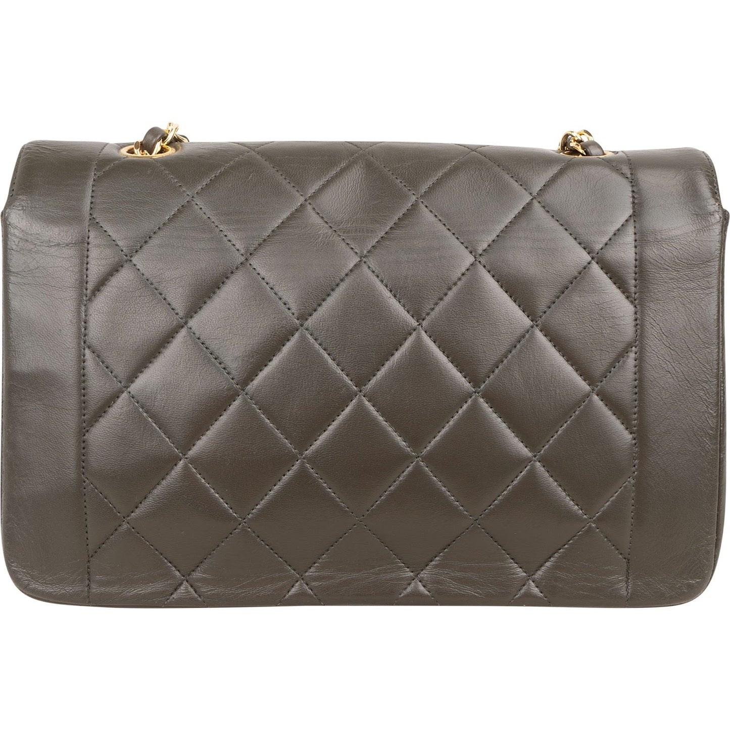 Chanel Quilted Lambskin 24K Gold Diana Single Flap Crossbody Bag