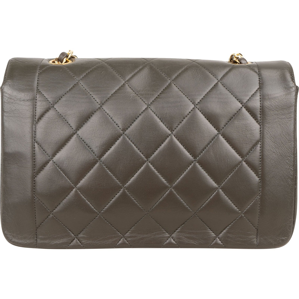 Chanel Quilted Lambskin 24K Gold Diana Single Flap Crossbody Bag
