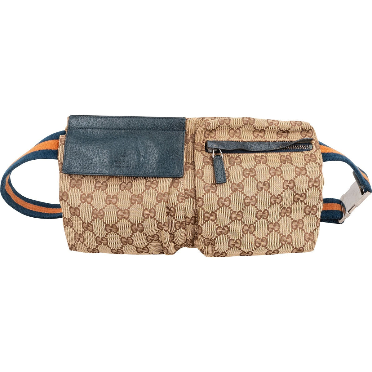 Gucci Grained Leather GG Canvas Belt Crossbody Bag