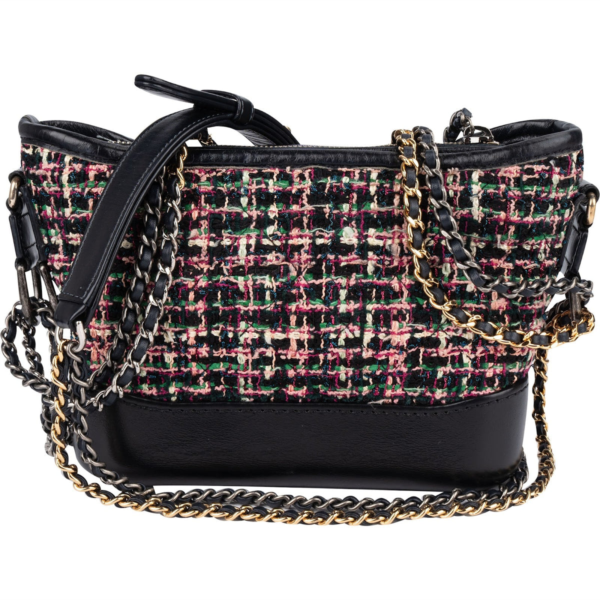 Chanel Tweed Leather Gabrielle Bicolor Chain Small Crossbody Bag