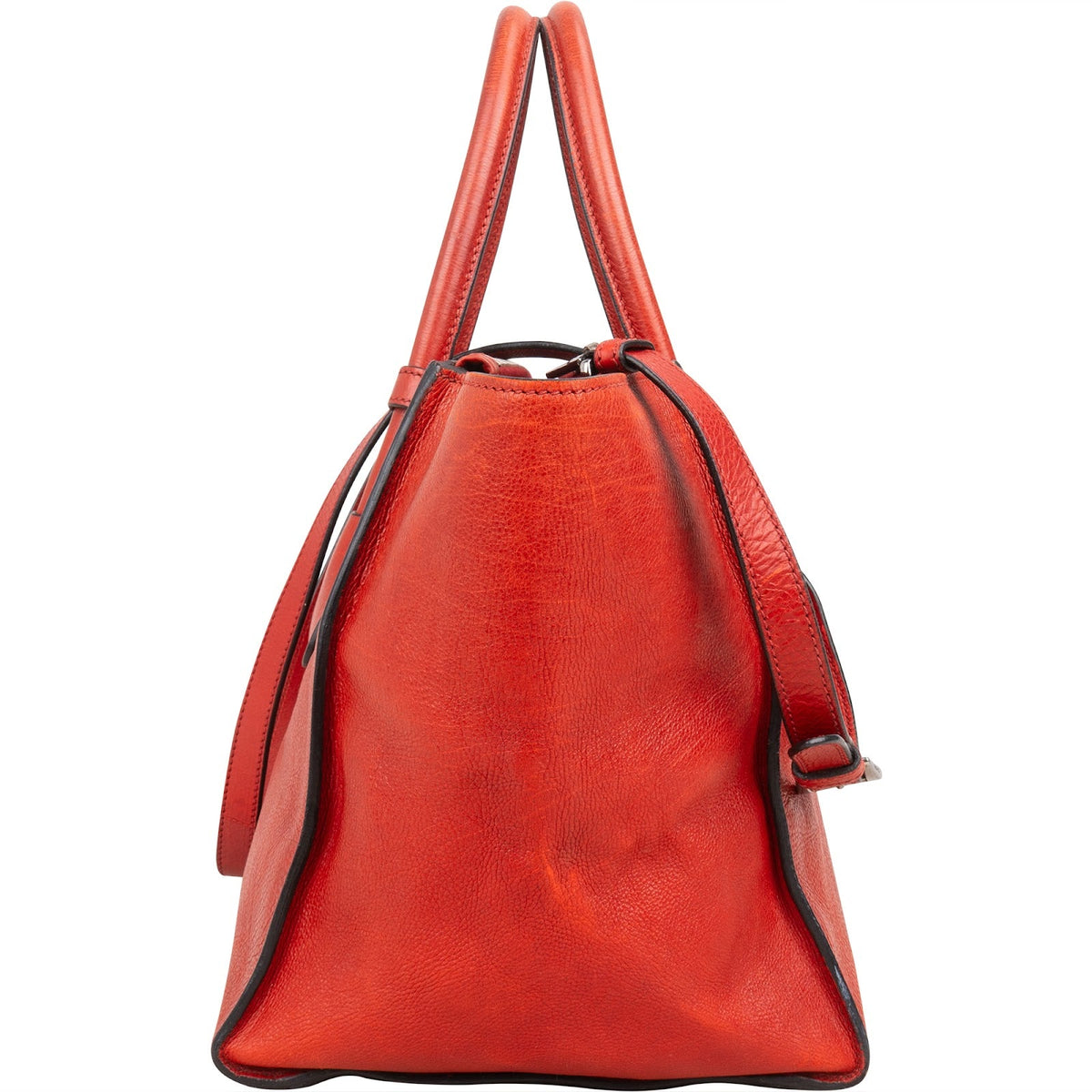Prada Double Zip Tote aus glasiertem genarbtem Leder – Ansicht 3