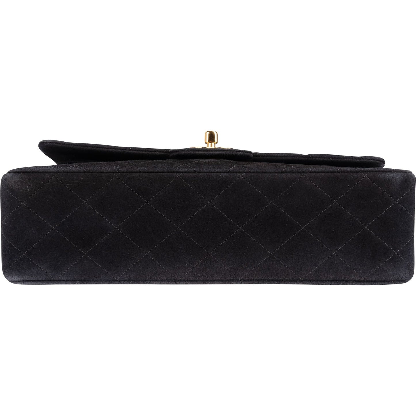 Chanel Quilted Suede 24K Gold Medium Double Flap Shoulder Bag