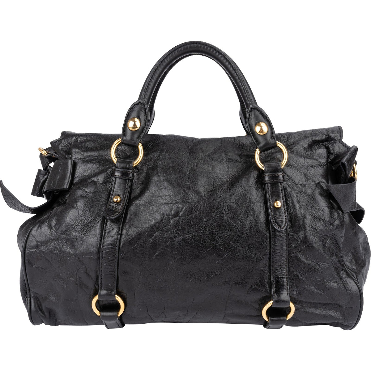 Miu Miu Vitello Lux Leather Bow Satchel Handbag