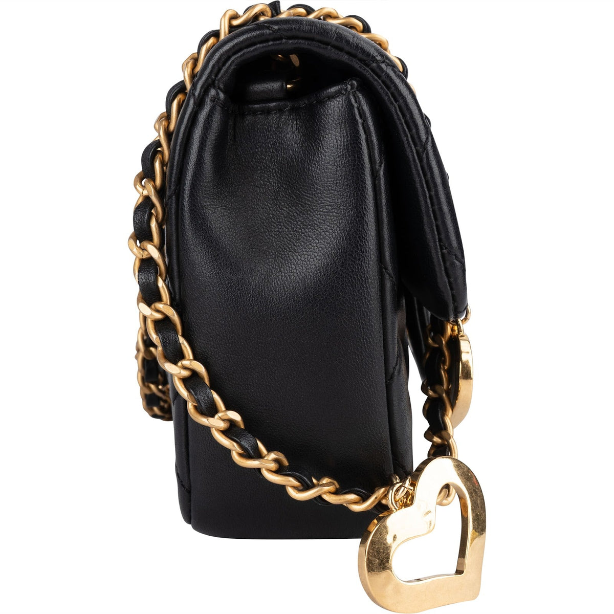 Chanel Quilted Lambskin Heart Charms Mini Rectangular Single Flap Crossbody Bag
