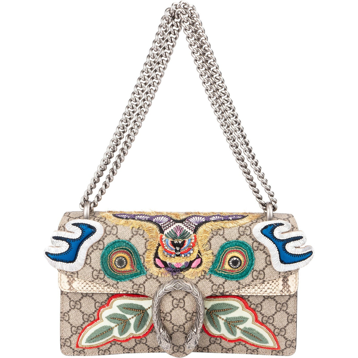 Gucci Limited Monogram GG Supreme Canvas Embroidered Dionysus Shoulder Crossbody Bag
