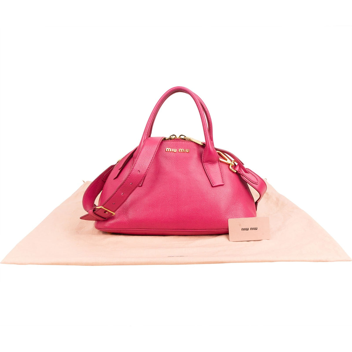 Miu Miu Bauletto Dome aus rosa Madras-Leder – Ansicht 2