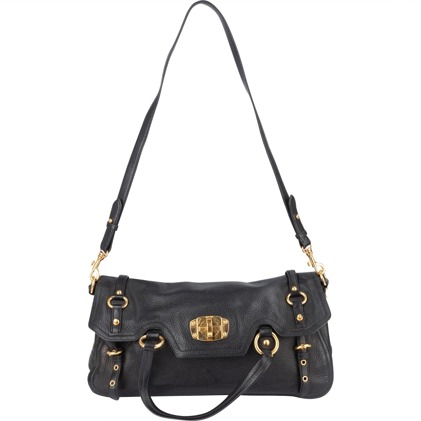 Miu Miu Vitello Lux Leather Coffer Satchel Handbag