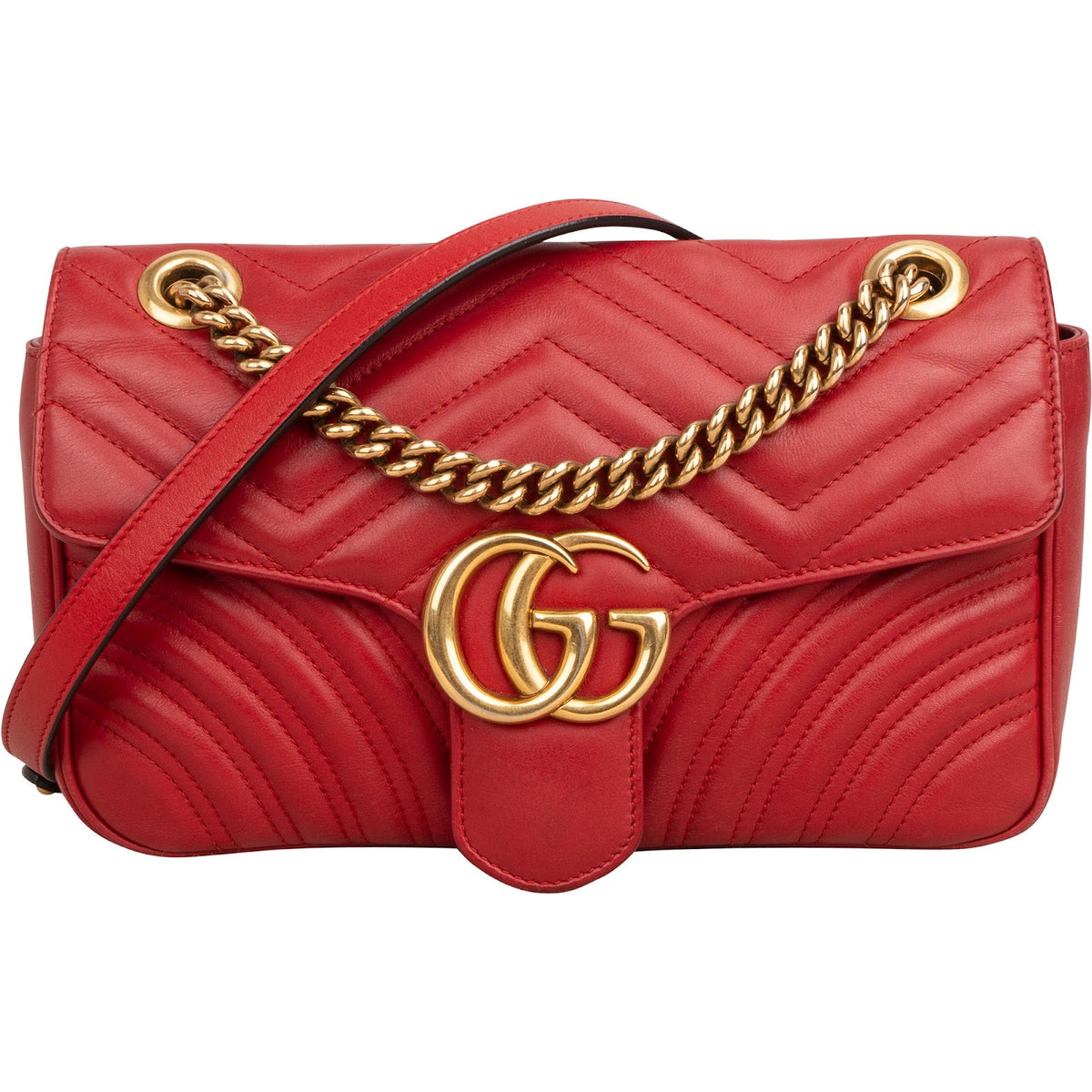 Gucci Chevron Matelassé Leather GG Marmont Medium Shoulder Crossbody Bag