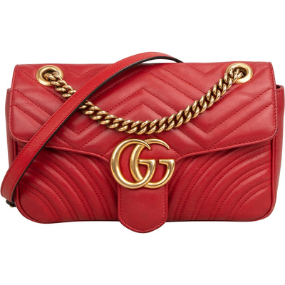 Gucci Chevron Matelassé Leather GG Marmont Medium Shoulder Crossbody Bag