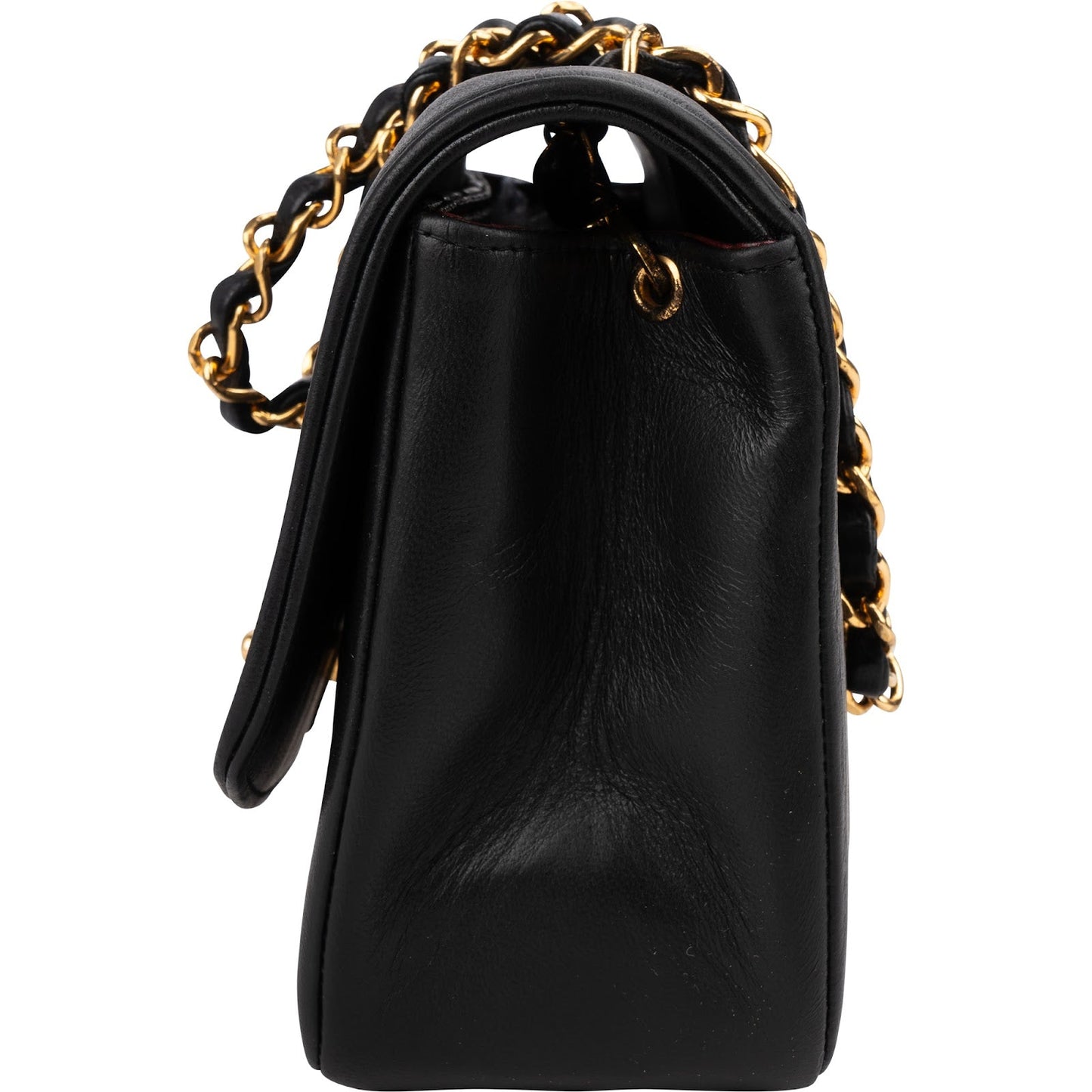 Chanel Quilted Lambskin Diana 24K Gold Single Flap Crossbody Bag