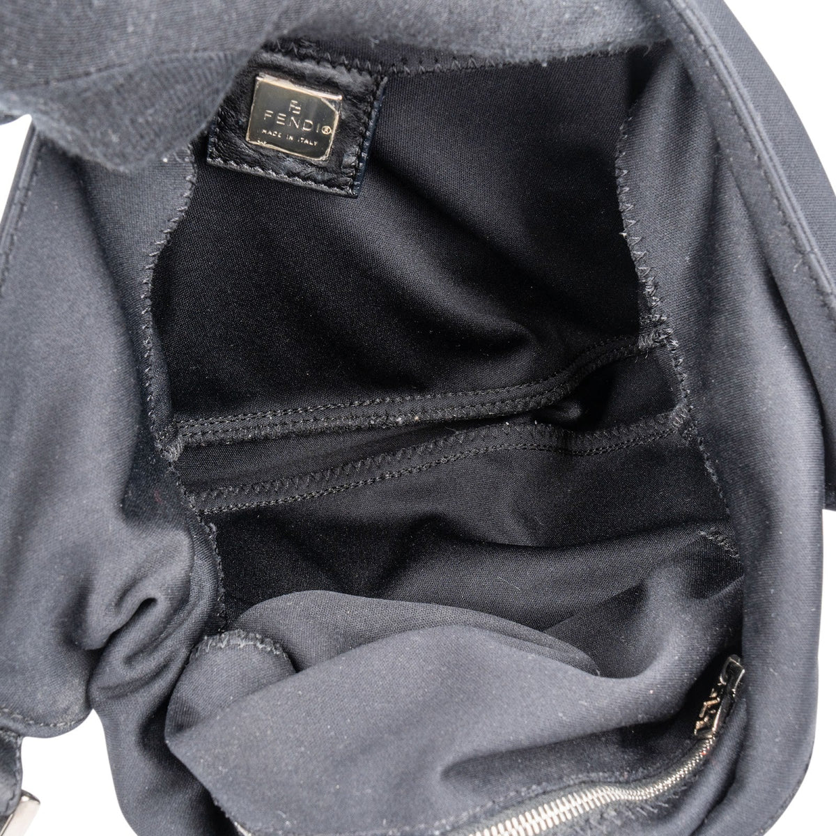 Fendi Black Cotton Baguette Buckel Shoulder Bag