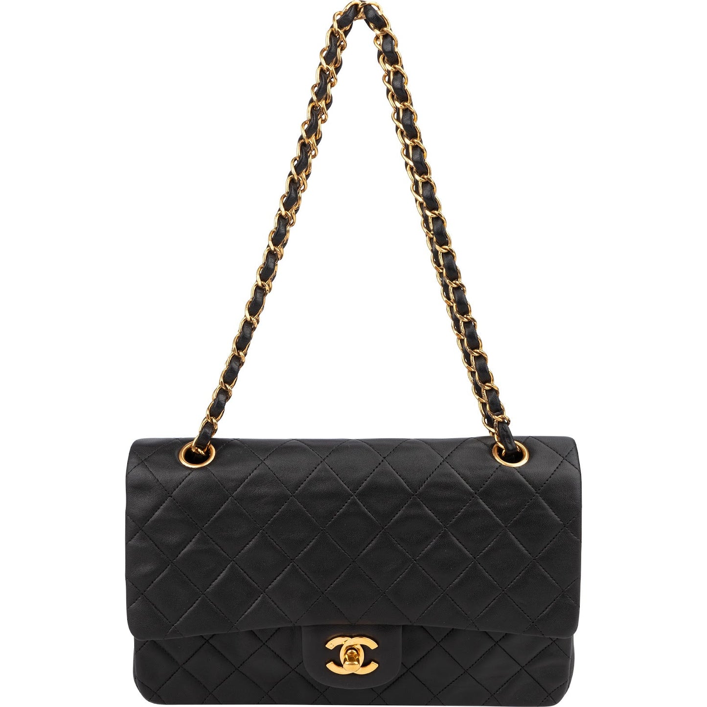 Chanel Quilted Lambskin 24K Gold Medium Double Flap Shoulder Bag