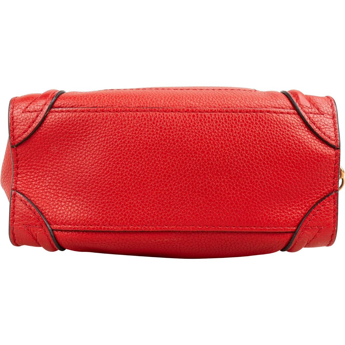 Céline Red Grained Calfskin Nano Luggage Handbag