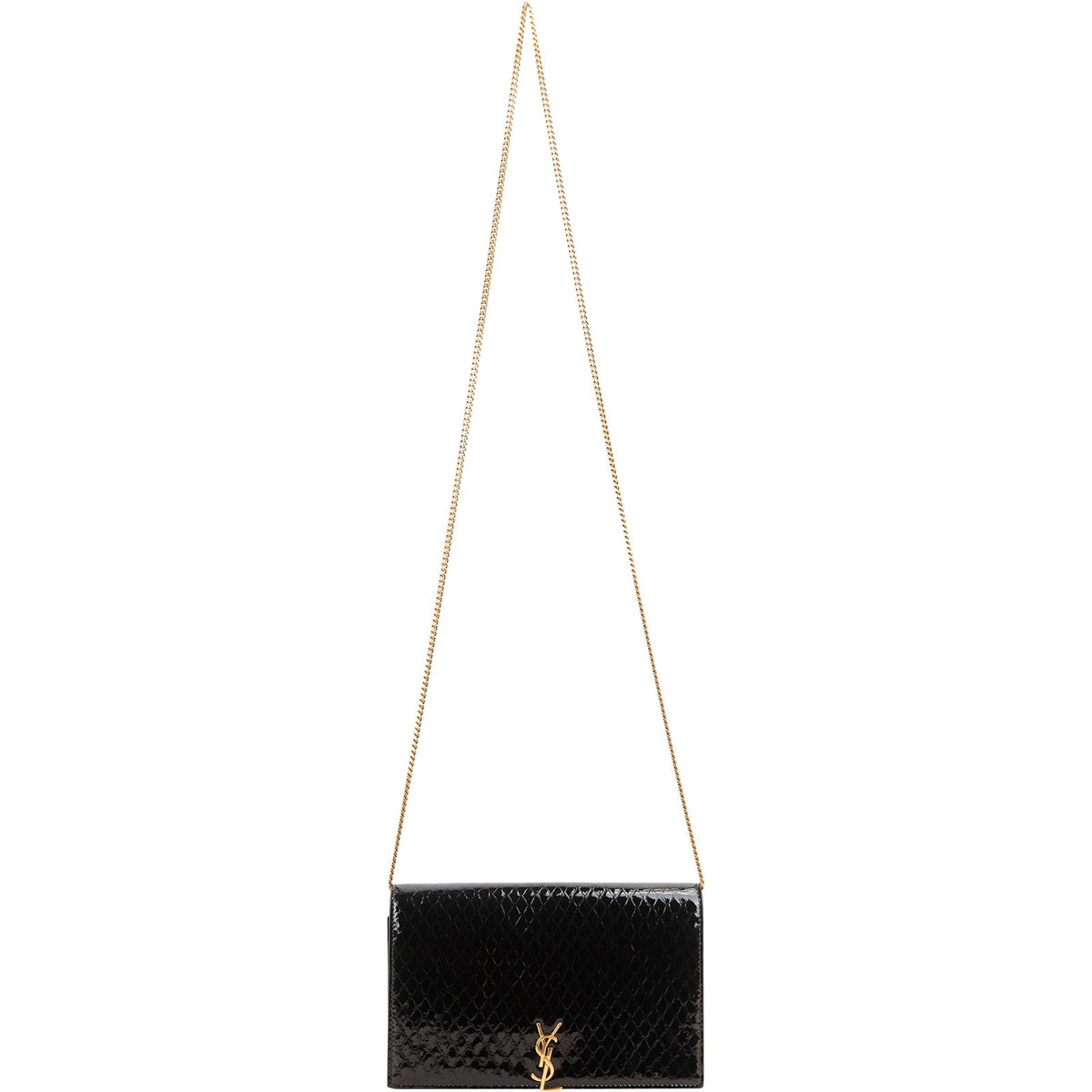 Yves Saint Laurent Python-Embossed Patent Leather Kate Wallet On Chain Crossbody Bag