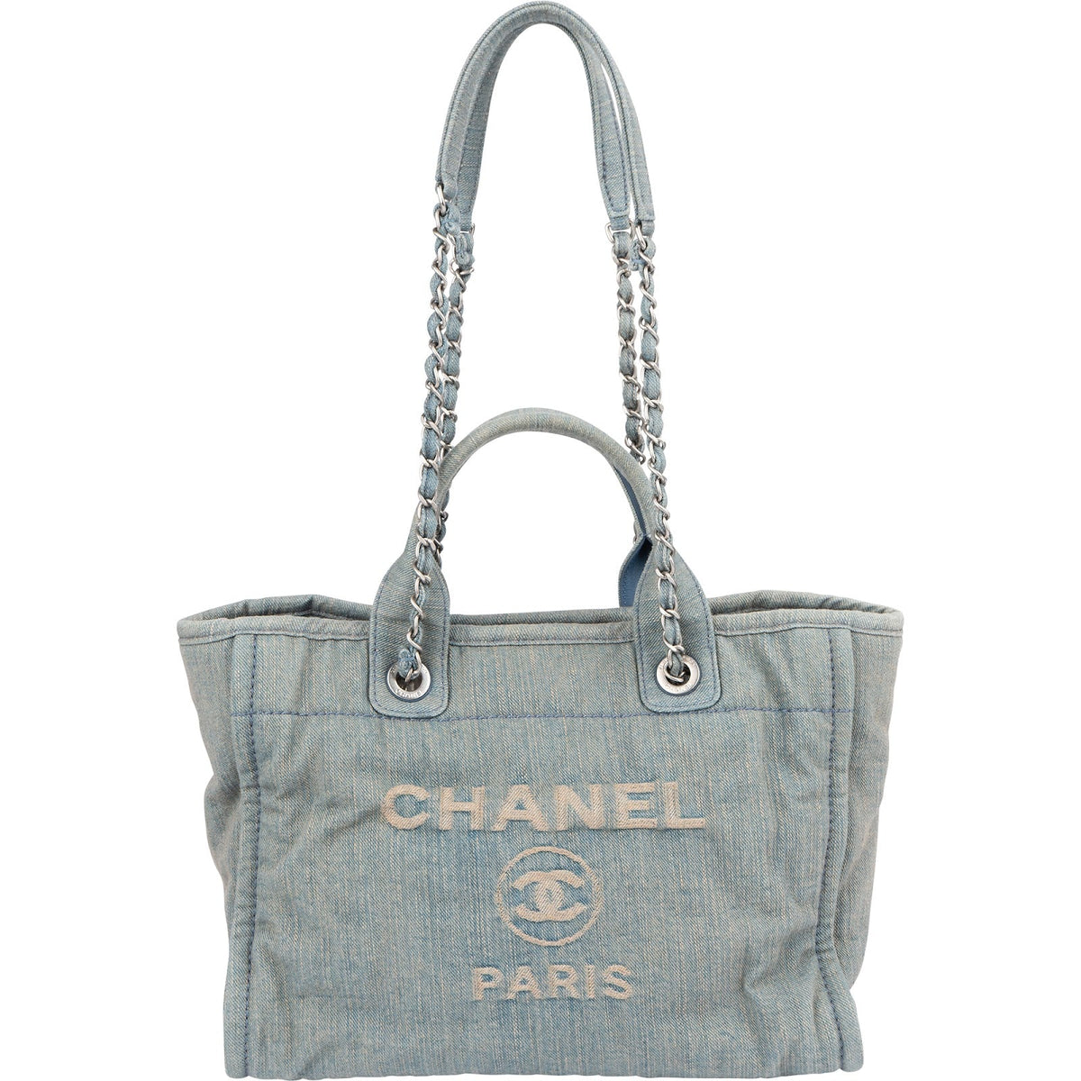 Chanel Denim Deauville Small Tote Shoulder Handbag