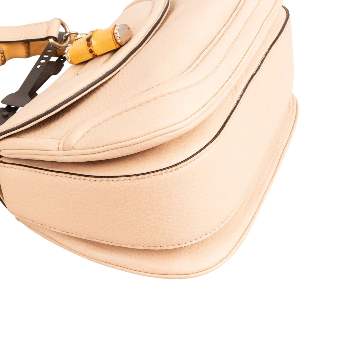 Gucci Pebbled Leather Bamboo Top Handle Flap Daily Handbag