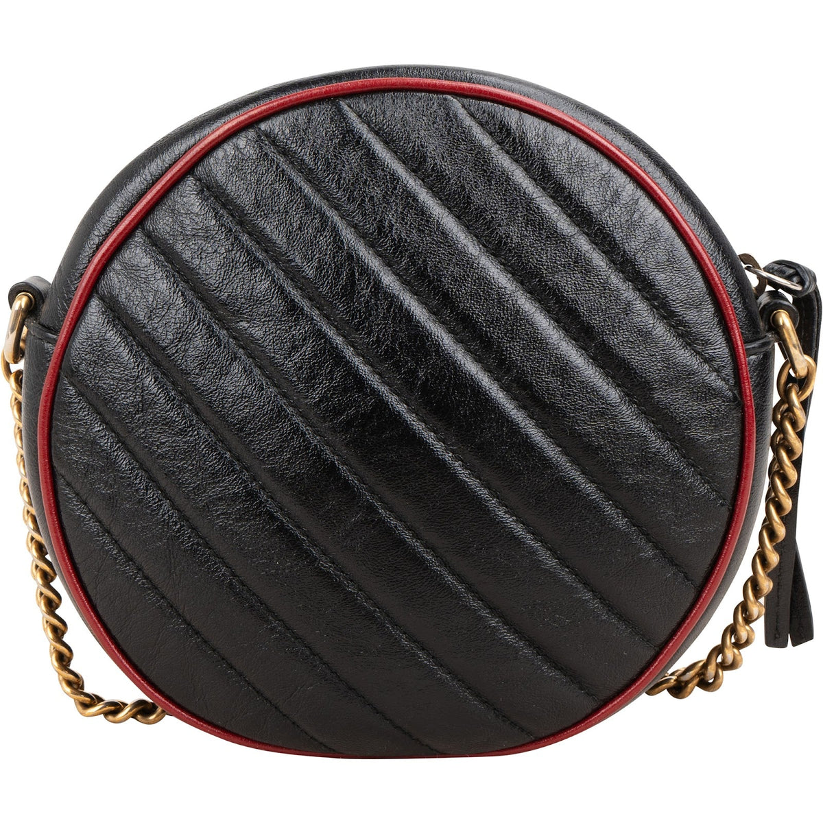 Gucci Quilted Leather Bicolor GG Marmont Round Crossbody Bag