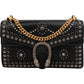 Gucci Black Soft Leather Dionysus Studded Shoulder Bag