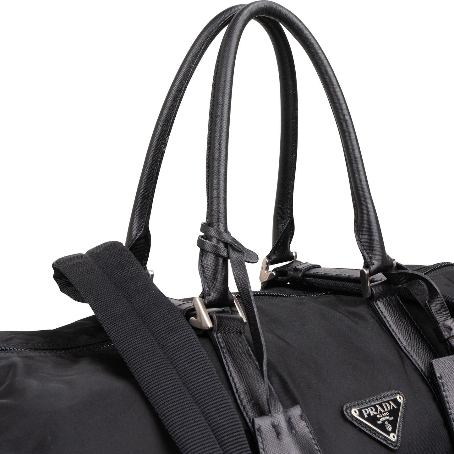 Prada Nylon Triangle Duffle Weekender 50 Travel Bag
