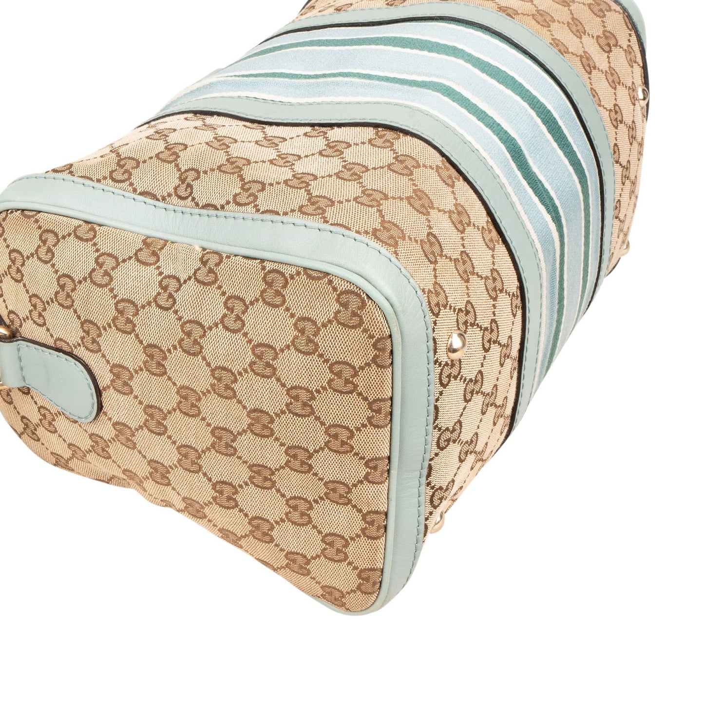 Gucci Monogram GG Canvas Vintage Web Boston Bag Handbag