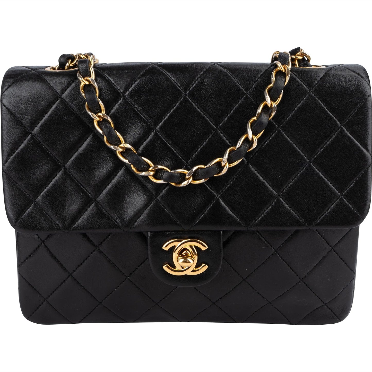 Chanel Quilted Lambskin 24K Gold Single Flap Crossbody Bag