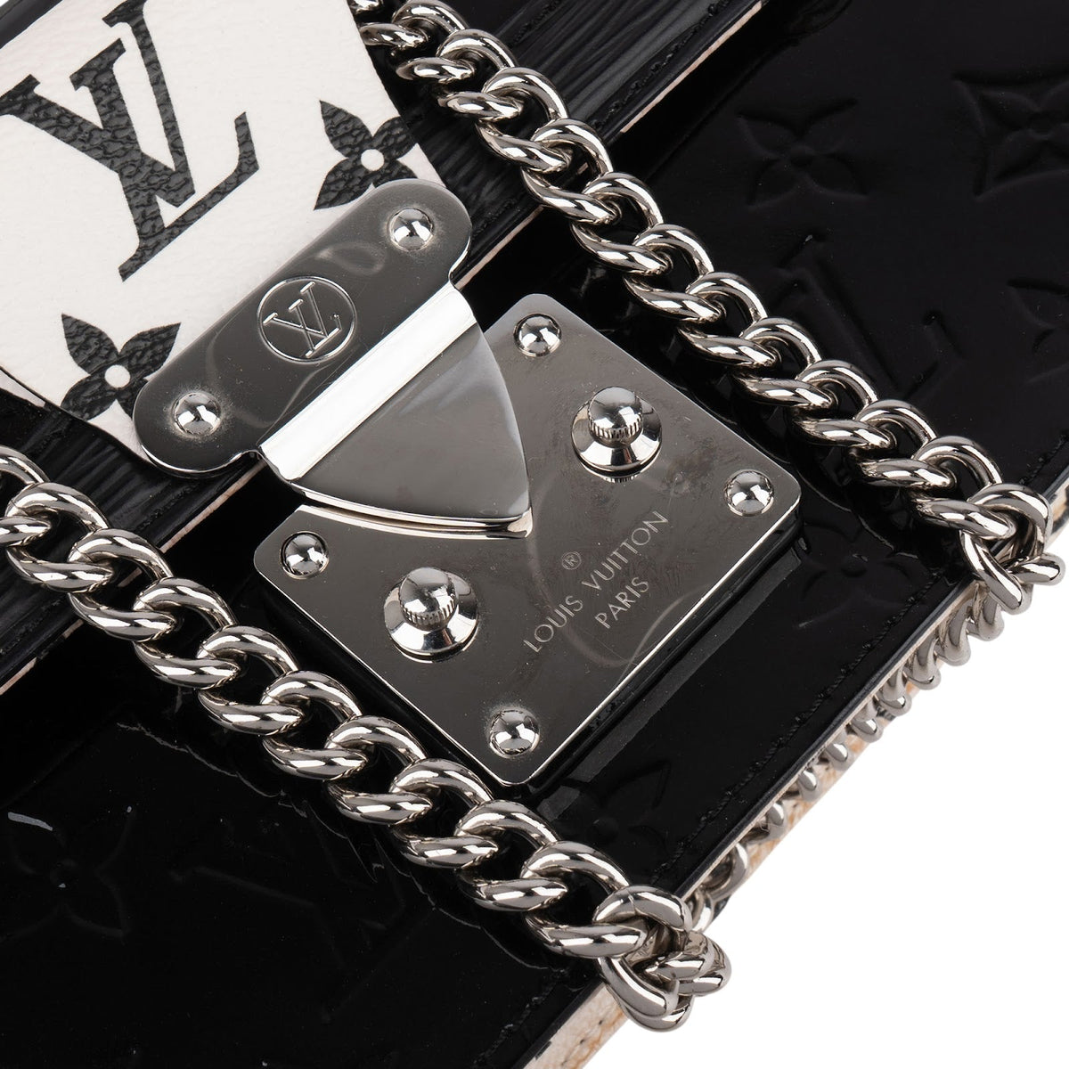 Louis Vuitton Monogram Canvas Black & White Vernis Leather Wynwood Trunk Crossbody Bag