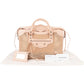 Balenciaga Stitched Checked Monogram Mesh Pink Leather City Handbag