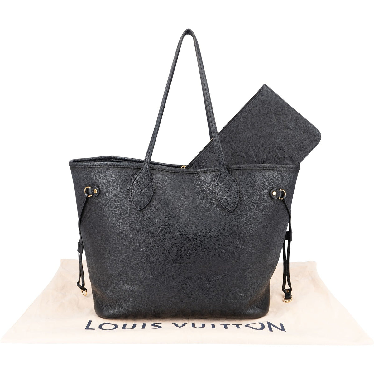 Louis Vuitton Noir Monogram Empreinte Leather Neverfull MM Shoulder Bag